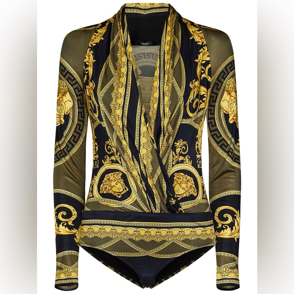 VERSACE LA COUPE DES DIEUX DRAPED BODYSUIT, size 42FR US 10, $1375